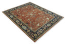 Premium Fine Rust and Blue 8x10 Hand Knotted Oriental wool area rug by The Rug Decor