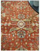 Premium Fine Rust and Blue 8x10 Hand Knotted Oriental wool area rug by The Rug Decor