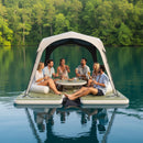 [11X11FT] Premium Floating Dock Lounge With With Ladder, Double Seats, Table, And Canopy (SAK49273) by SAKSBY WHOLESALE