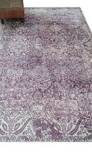 Premium Floral Medallion Purple and Ivory 5.6x7.9 Viscose Area Rug