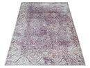 Premium Floral Medallion Purple and Ivory 5.6x7.9 Viscose Area Rug