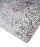 Premium Floral Medallion Purple and Ivory 5.6x7.9 Viscose Area Rug