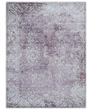 Premium Floral Medallion Purple and Ivory 5.6x7.9 Viscose Area Rug