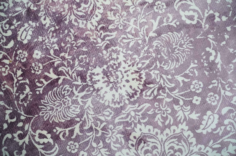 Premium Floral Medallion Purple and Ivory 5.6x7.9 Viscose Area Rug