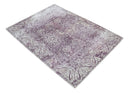 Premium Floral Medallion Purple and Ivory 5.6x7.9 Viscose Area Rug