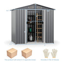 [04X06FT] Alora Premium Garden Galvanized Steel Storage Shed W/ Lockable Sliding Doors (SAK75842)