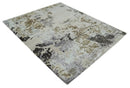Premium Hand knotted Camel, Silver, Olive and Charcoal modern Abstract wool and Silk Blended 8x10 Area Rug by The Rug Decor