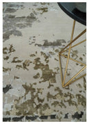 Premium Hand knotted Camel, Silver, Olive and Charcoal modern Abstract wool and Silk Blended 8x10 Area Rug by The Rug Decor