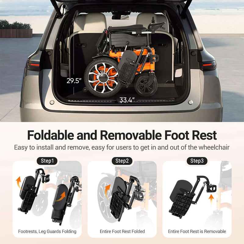 Premium Lightweight Electric Full Reclining Motorized Foldable Wheelchair (SAK91516)