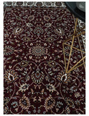 Premium Look 5x7 Woven Maroon and Ivory Traditional Pattern Area Rug