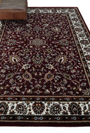 Premium Look 5x7 Woven Maroon and Ivory Traditional Pattern Area Rug