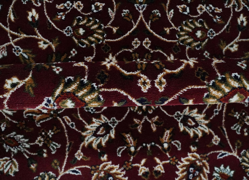 Premium Look 5x7 Woven Maroon and Ivory Traditional Pattern Area Rug
