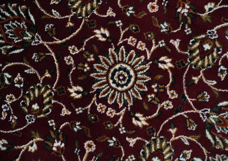 Premium Look 5x7 Woven Maroon and Ivory Traditional Pattern Area Rug