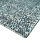 Premium look antique Design Teal, Charcoal and Ivory 5x8 Hand loom wool and Viscose Area Rug