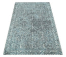 Premium look antique Design Teal, Charcoal and Ivory 5x8 Hand loom wool and Viscose Area Rug