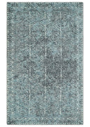 Premium look antique Design Teal, Charcoal and Ivory 5x8 Hand loom wool and Viscose Area Rug