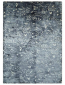 Premium look Charcoal, Ivory and Silver Hand loom Traditional Boteh Design Wool and Viscose Area Rug