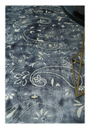 Premium look Charcoal, Ivory and Silver Hand loom Traditional Boteh Design Wool and Viscose Area Rug