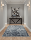 Premium look Charcoal, Ivory and Silver Hand loom Traditional Boteh Design Wool and Viscose Area Rug