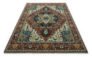 Premium look Fine Hand Knotted Rust, Ivory and Beige Traditional Heriz 8x10 wool rug by The Rug Decor