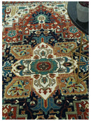 Premium look Fine Hand Knotted Rust, Ivory and Beige Traditional Heriz 8x10 wool rug by The Rug Decor