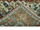 Premium look Fine Hand Knotted Rust, Ivory and Beige Traditional Heriz 8x10 wool rug by The Rug Decor