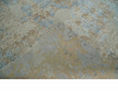 Premium look Hand knotted Silver and Blue modern Abstract wool and Silk Blended 7.10x9.6 Area Rug by The Rug Decor