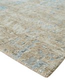 Premium look Hand knotted Silver and Blue modern Abstract wool and Silk Blended 7.10x9.6 Area Rug by The Rug Decor