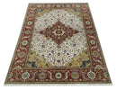 Premium Look Ivory, Rust and Gold 8x10 Hand knotted Traditional Wool Area Rug by The Rug Decor