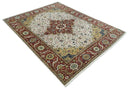 Premium Look Ivory, Rust and Gold 8x10 Hand knotted Traditional Wool Area Rug by The Rug Decor