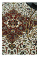 Premium Look Ivory, Rust and Gold 8x10 Hand knotted Traditional Wool Area Rug by The Rug Decor