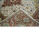 Premium Look Ivory, Rust and Gold 8x10 Hand knotted Traditional Wool Area Rug by The Rug Decor