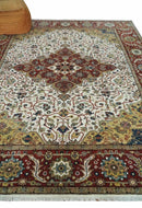 Premium Look Ivory, Rust and Gold 8x10 Hand knotted Traditional Wool Area Rug by The Rug Decor
