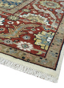 Premium Look Ivory, Rust and Gold 8x10 Hand knotted Traditional Wool Area Rug by The Rug Decor