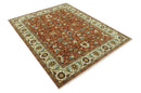 Premium look Rust and Ivory Traditional Floral Fine Hand knotted 8x10 wool area rug by The Rug Decor