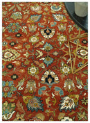 Premium look Rust and Ivory Traditional Floral Fine Hand knotted 8x10 wool area rug by The Rug Decor