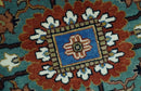 Premium look Rust, Blue and Olive 8x10 Fine Hand Knotted Traditional Heriz wool area rug by The Rug Decor