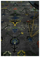 Premium look Vibrant Colorful Charcoal, Blue and Ivory Hand knotted Traditional Floral 8x10 wool Area Rug by The Rug Decor