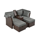 Alora Premium Outdoor 2-Seater Patio Daybed With Foldable Awning, Cushions, And Rattan Frame (SAK90233)