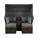 Alora Premium Outdoor 2-Seater Patio Daybed With Foldable Awning, Cushions, And Rattan Frame (SAK90233)