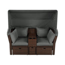 Alora Premium Outdoor 2-Seater Patio Daybed With Foldable Awning, Cushions, And Rattan Frame (SAK90233)