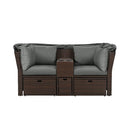 Alora Premium Outdoor 2-Seater Patio Daybed With Foldable Awning, Cushions, And Rattan Frame (SAK90233)