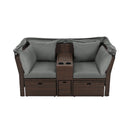 Alora Premium Outdoor 2-Seater Patio Daybed With Foldable Awning, Cushions, And Rattan Frame (SAK90233)