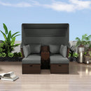 Alora Premium Outdoor 2-Seater Patio Daybed With Foldable Awning, Cushions, And Rattan Frame (SAK90233)