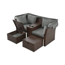 Alora Premium Outdoor 2-Seater Patio Daybed With Foldable Awning, Cushions, And Rattan Frame (SAK90233)