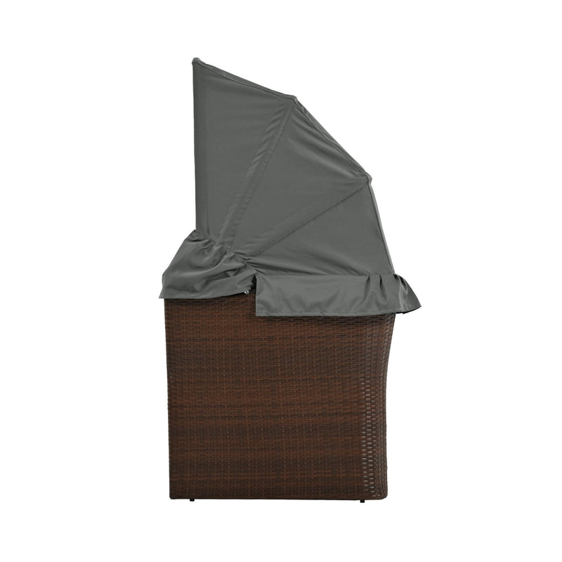 Alora Premium Outdoor 2-Seater Patio Daybed With Foldable Awning, Cushions, And Rattan Frame (SAK90233)