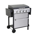 Premium Outdoor 4-Burner Propane BBQ Grill With Foldable Side Tables, Hanging Basket, And Cooking Grids (SAK53213)