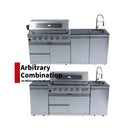 Castelle Flame Valmont 43-Inch 6-Burner 85K BTU Outdoor BBQ Kitchen Grill Island With Granite Countertops, Rotisserie Kit, Cabinets, And Sink (SAK73518)