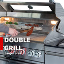 Castelle Flame Tuscany Outdoor BBQ Liquid Propane Kitchen Grill Island With 43-Inch 6-Burner 85K BTU Propane Gas Grill, Rotisserie Kit, And Storage Cabinets (SAK95623)