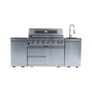 Castelle Flame Tuscany Outdoor BBQ Liquid Propane Kitchen Grill Island With 43-Inch 6-Burner 85K BTU Propane Gas Grill, Rotisserie Kit, And Storage Cabinets (SAK95623)
